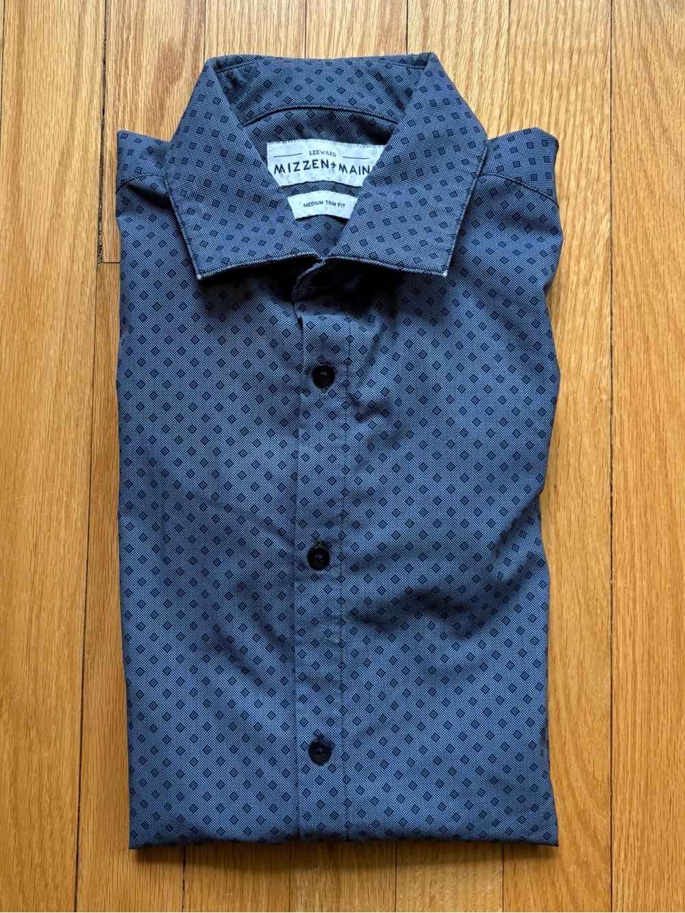 Mizzen+Main Men Long Sleeve Leeward Performance Trim Fit Medium Blue Diamond